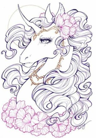 Раскраски Единорог в цветах