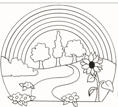 Радуга раскраска для детей