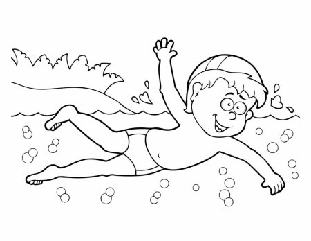 Раскраска лето дети купаются на море для детей 3-4 лет распечатать