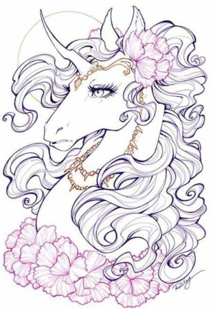 Раскраски Единорог в цветах