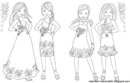 Раскраска одежда модная
