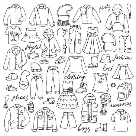 Одежды набор раскраска для детей