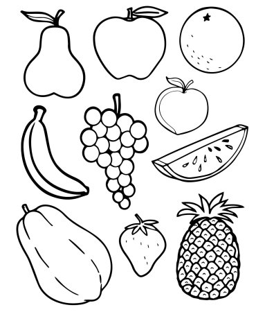 Раскраска с английскими словами. Fruits & Vegetables. Фрукты и овощи