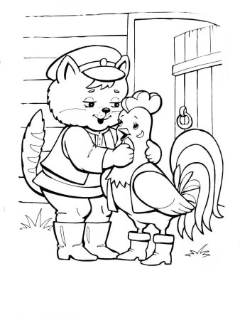 Раскраска к сказке Лисичка со скалочкой