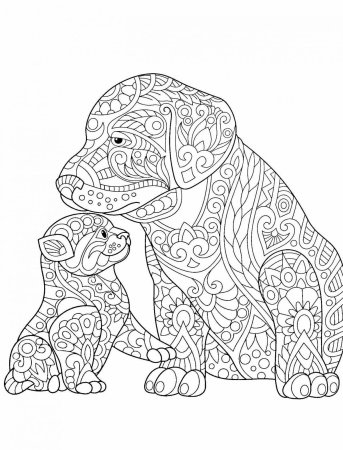 Раскраска антистресс собака сложная