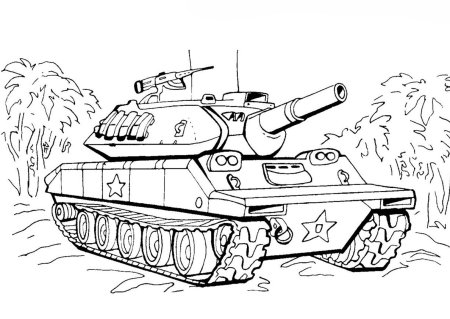 Раскраска танк т34 Военная техника для детей
