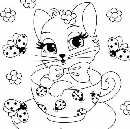 Раскраска котёнок для детей 3-4 лет