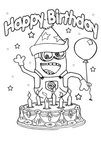 Миньоны раскраска с днем рождения