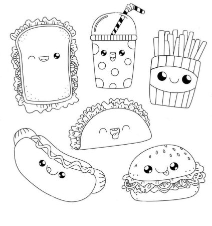 Раскраска кавайная еда