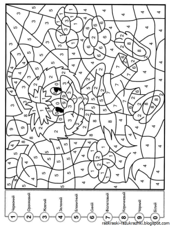 Раскрась по цифрам примеры