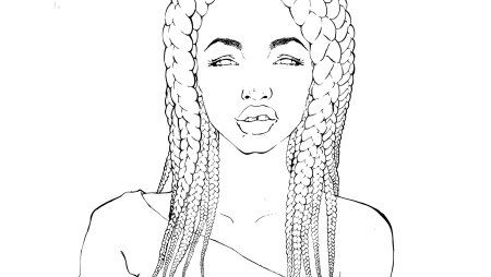 Раскраска девочка с косичками