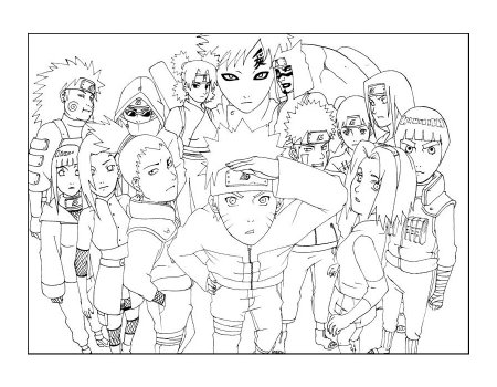 Раскраска всех персонажей Наруто