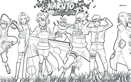 Раскраски Наруто команда