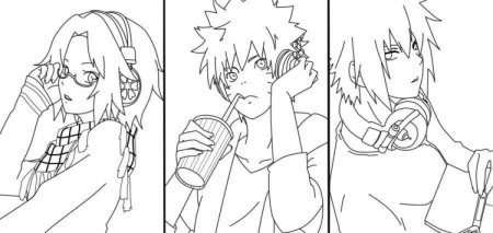 Раскраски аниме Наруто Сакура и Саске