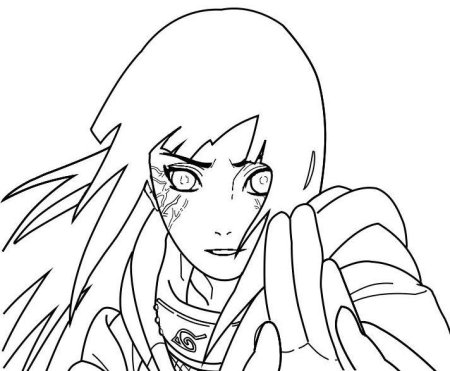 Раскраска Наруто и Хината