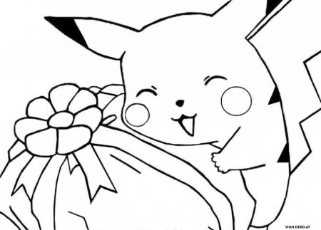 Раскраска Пикачу новогодний