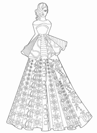 Платье раскраска сложное