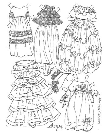 Раскраска платья для бумажных кукол