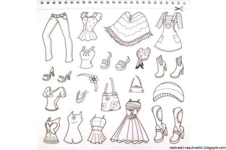 Раскраска девочка с одеждой