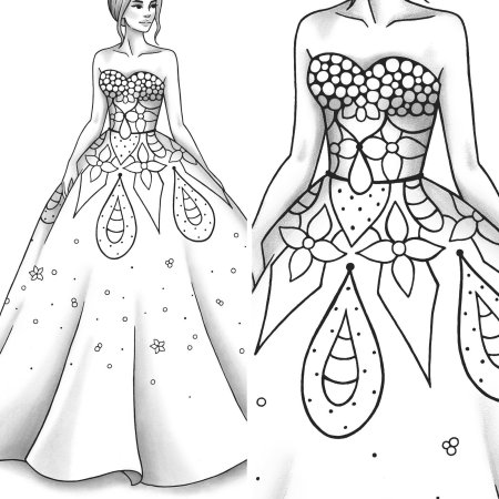 Coloring Pages for Royal Fashion Dresses