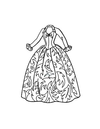 Бальное платье раскраска
