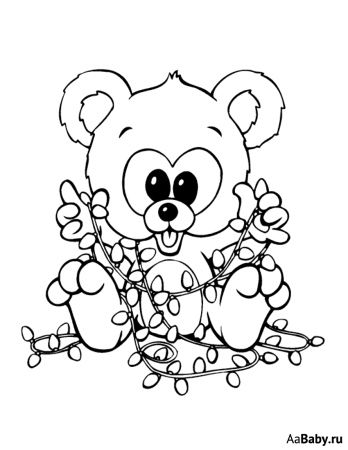 Новогодний Медвежонок раскраска