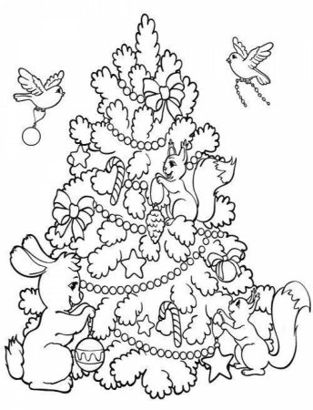 Раскраска новый год дед Мороз и елка