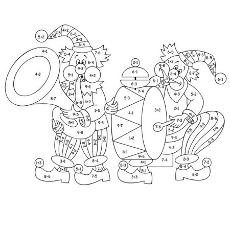 Раскраска клоун по цифрам