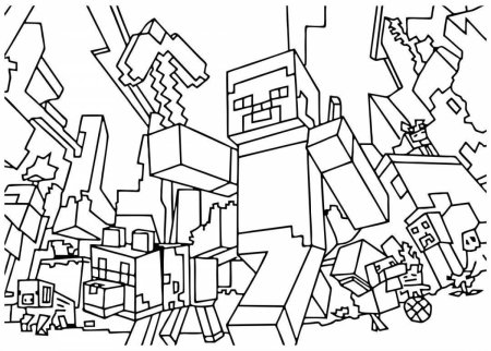 Раскраска майнкрафт деревня 13
