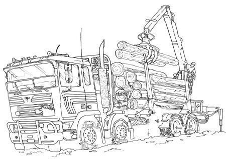 Раскраска Урал лесовоз