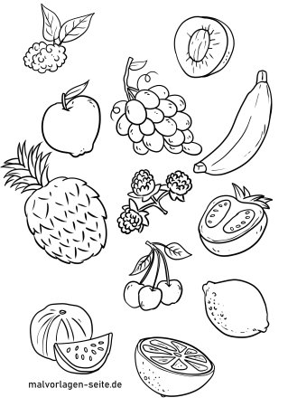 Раскраска мелкая фрукты