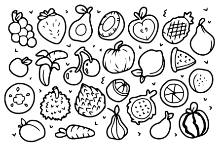 Фрукты черно белые