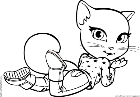 Модная кошка раскраска