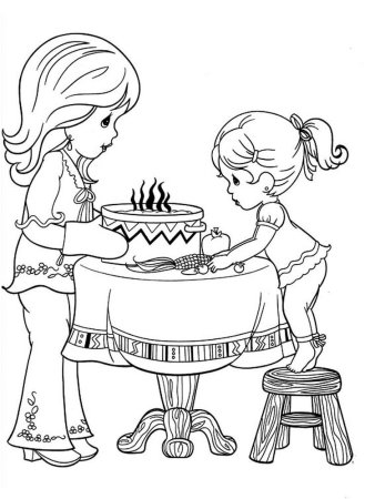 Раскраска мама и дочка