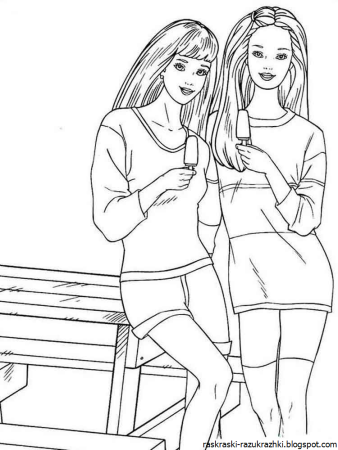 Раскраска девочкам. Подружки