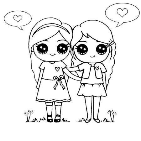 Раскраска милые подружки