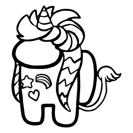 Раскраска амонг АС Единорог