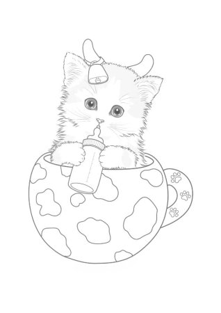 Раскраска новогодний котик