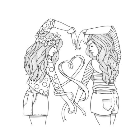 Подружки. Раскраска