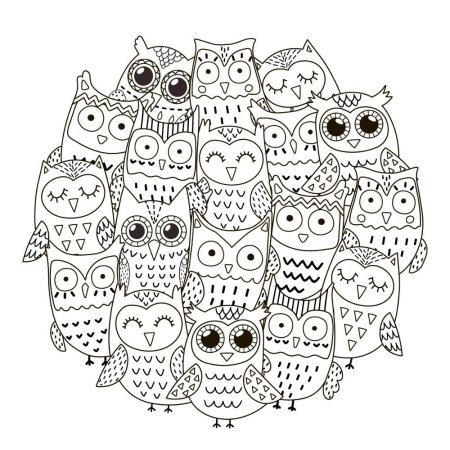 Раскраски антистресс Совы милые