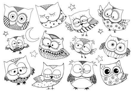 Раскраски Совы маленькие