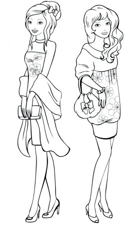 Модные девчонки. Раскраска