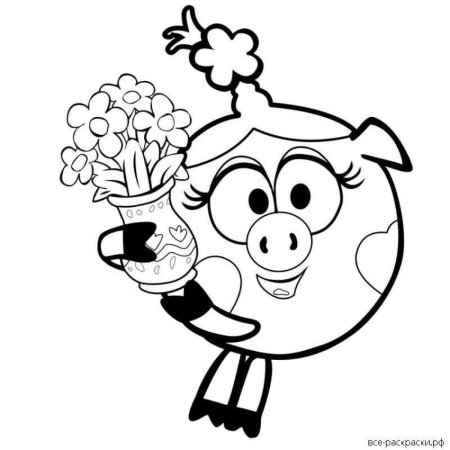 Нюша Смешарики раскраска