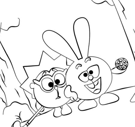 Раскраски Смешарики Крош и Ежик