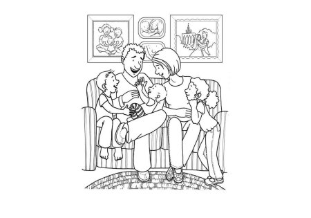 Семья картинка для детей раскраска
