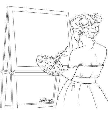 Раскраска девочка художница