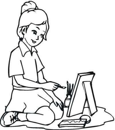 Раскраска профессия художник для детей