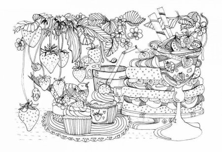 Раскраски сложные и красивые сладости