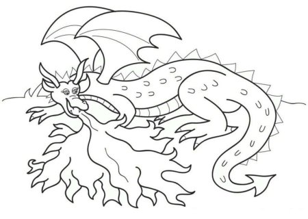 Дракон с огнем раскраска