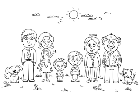 Семья раскраска для детей